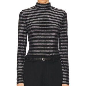 Veronica Beard Nate Top Silver & Black Stripe Sz M